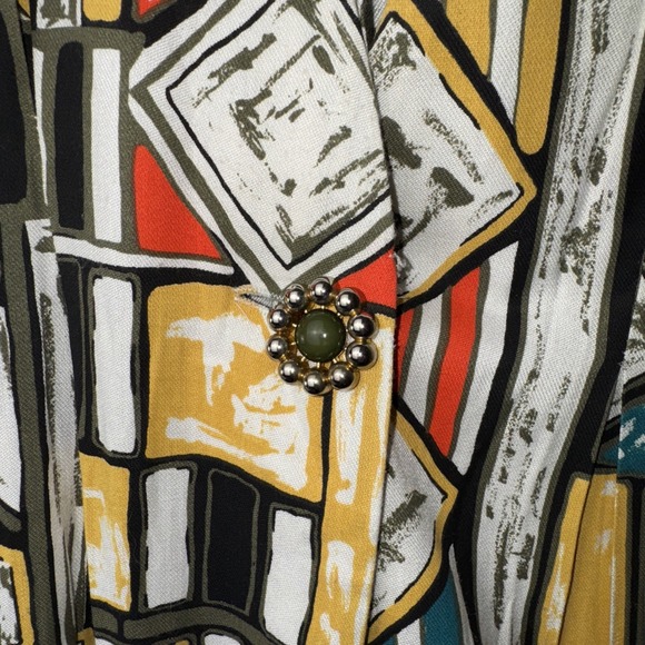 VTG Positive Influence Blazer Ladies Size Small Multicolor Geometric 3/4 Sleeves - Picture 4 of 11